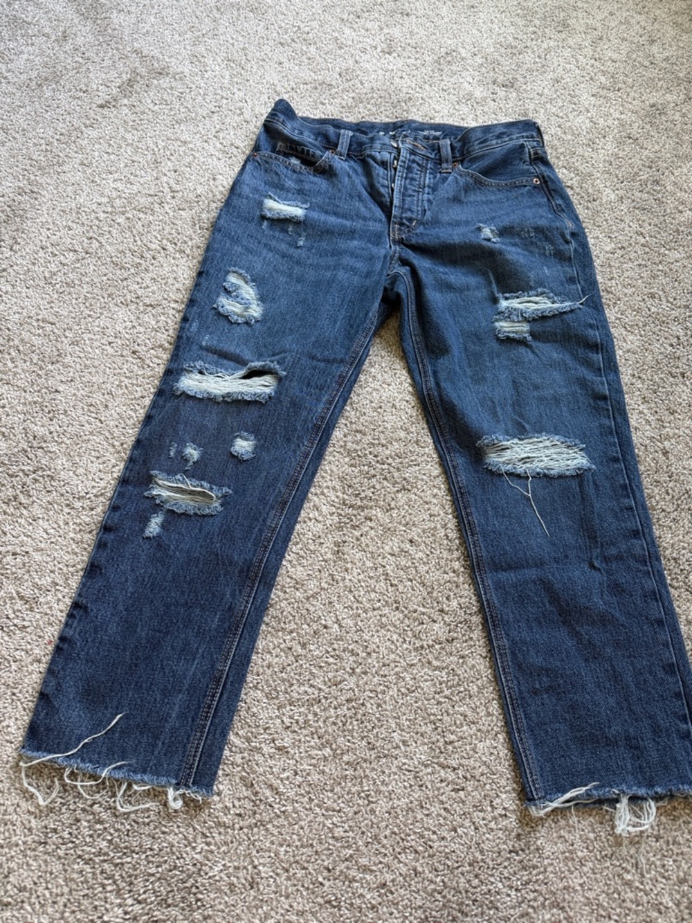 Old Navy Dark Blue High-Rise Distressed Women's Jeans